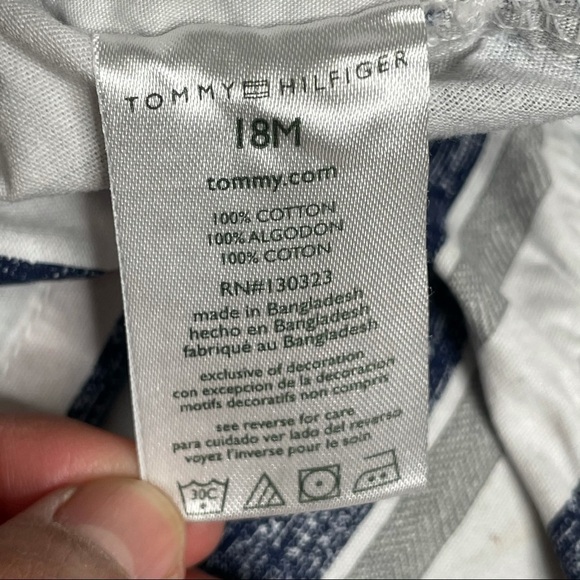Tommy Hilfiger Striped Shorts Overalls w/ Matching Short Sleeve T-shirt 18 Month - Picture 10 of 10